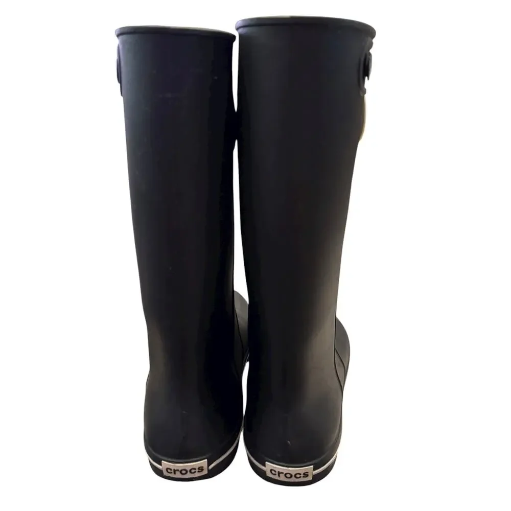 Crocs Crocband Jaunt Tall Black Rain Boots Waterproof Women’s W8
